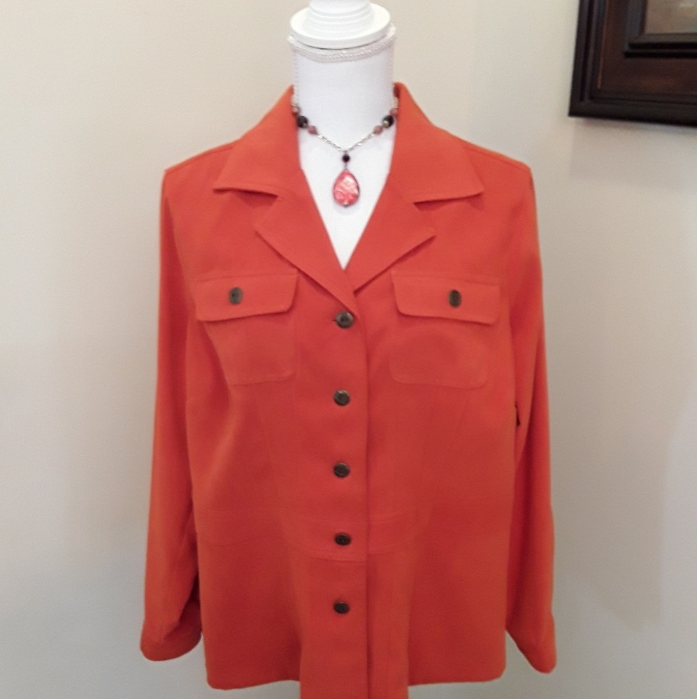 CJ Banks orange long sleeve tunic jacket size 1X
